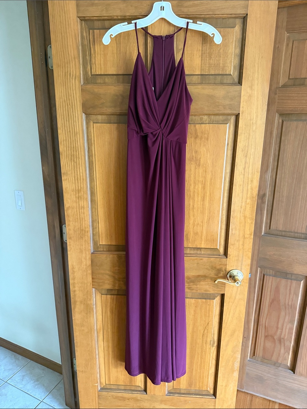 Elegant Sleeveless Burgundy Maxi Wedding Dress